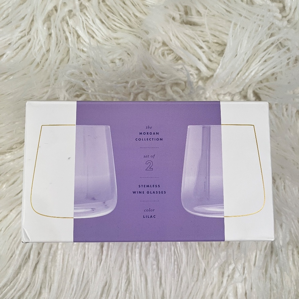 Anthropologie "Set of Morgan Stemless wine glasses in Lilac" New in Box NWT - Picture 11 of 11